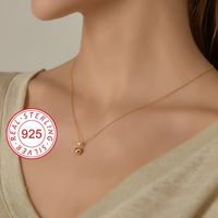 Sterling Silver 18K Gold Plated IG Style Elegant Lady Inlay Four Leaf Clover Round Rhinestones Pearl Pendant Necklace main image 9