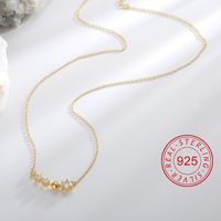 Sterling Silver 18K Gold Plated IG Style Elegant Lady Inlay Four Leaf Clover Round Rhinestones Pearl Pendant Necklace sku image 3