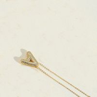 Copper 14K Gold Plated Simple Style Inlay Letter Zircon Pendant Necklace sku image 2