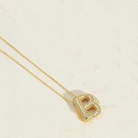 Copper 14K Gold Plated Simple Style Inlay Letter Zircon Pendant Necklace sku image 2