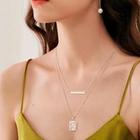 Copper 14K Gold Plated Basic Classic Style Cool Style Plating Letter Square Three Layer Necklace main image 6