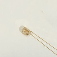 Copper 14K Gold Plated Simple Style Inlay Letter Zircon Pendant Necklace sku image 4