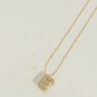 Copper 14K Gold Plated Simple Style Inlay Letter Zircon Pendant Necklace sku image 6