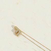 Copper 14K Gold Plated Simple Style Inlay Letter Zircon Pendant Necklace sku image 6