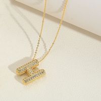 Copper 14K Gold Plated Simple Style Inlay Letter Zircon Pendant Necklace sku image 9