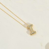 Copper 14K Gold Plated Simple Style Inlay Letter Zircon Pendant Necklace sku image 10