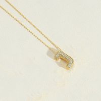 Copper 14K Gold Plated Simple Style Inlay Letter Zircon Pendant Necklace sku image 10