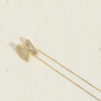Copper 14K Gold Plated Simple Style Inlay Letter Zircon Pendant Necklace sku image 13