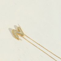 Copper 14K Gold Plated Simple Style Inlay Letter Zircon Pendant Necklace sku image 14