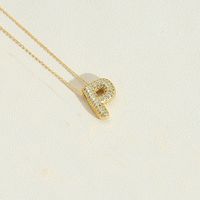 Copper 14K Gold Plated Simple Style Inlay Letter Zircon Pendant Necklace sku image 16
