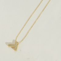 Copper 14K Gold Plated Simple Style Inlay Letter Zircon Pendant Necklace sku image 20