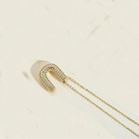 Copper 14K Gold Plated Simple Style Inlay Letter Zircon Pendant Necklace sku image 21