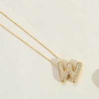 Copper 14K Gold Plated Simple Style Inlay Letter Zircon Pendant Necklace sku image 23