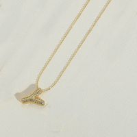 Copper 14K Gold Plated Simple Style Inlay Letter Zircon Pendant Necklace sku image 25