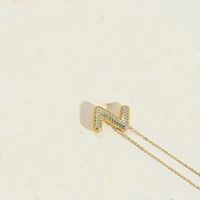 Copper 14K Gold Plated Simple Style Inlay Letter Zircon Pendant Necklace sku image 26