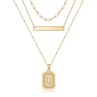 Kupfer 14 Karat Vergoldet Basic Klassischer Stil Toller Stil Überzug Brief Quadrat Dreilagige Halskette sku image 21
