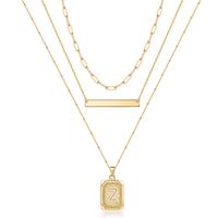 Copper 14K Gold Plated Basic Classic Style Cool Style Plating Letter Square Three Layer Necklace sku image 26