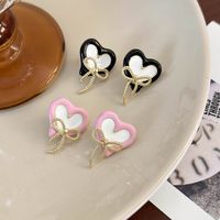 1 Pair Cute Lady Sweet Heart Shape Bow Knot Enamel Zinc Alloy Ear Studs main image 3