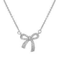 Copper 14K Gold Plated Simple Style Inlay Bow Knot Zircon Pendant Necklace sku image 7
