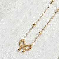 Copper 14K Gold Plated Simple Style Inlay Bow Knot Zircon Pendant Necklace sku image 1