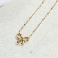 Copper 14K Gold Plated Simple Style Inlay Bow Knot Zircon Pendant Necklace sku image 2