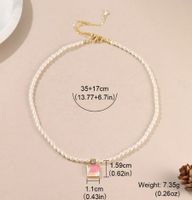 IG Style Simple Style Square Heart Shape ABS Resin Freshwater Pearl Copper Beaded Inlay Zircon Silver Plated Women's Pendant Necklace main image 2