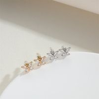 1 Pair Vintage Style Butterfly Inlay Copper Zircon 14K Gold Plated Ear Studs main image 4