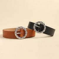 Vintage Style Simple Style Solid Color Pu Leather Belt Buckle PU Artificial Leather Women's Leather Belts main image 4