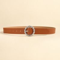 Vintage Style Simple Style Solid Color Pu Leather Belt Buckle PU Artificial Leather Women's Leather Belts sku image 2