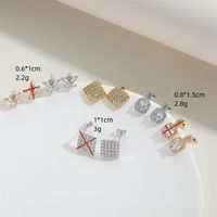 1 Pair Vintage Style Butterfly Inlay Copper Zircon 14K Gold Plated Ear Studs main image 2
