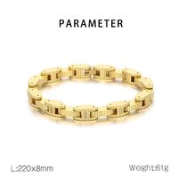 Hip-Hop Simple Style Geometric 304 Stainless Steel 18K Gold Plated Men's Bracelets main image 2