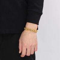 Hip-Hop Simple Style Geometric 304 Stainless Steel 18K Gold Plated Men's Bracelets main image 8