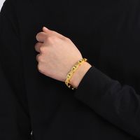 Hip-Hop Simple Style Geometric 304 Stainless Steel 18K Gold Plated Men's Bracelets main image 9