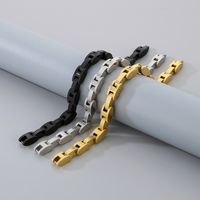 Hip-Hop Simple Style Geometric 304 Stainless Steel 18K Gold Plated Men's Bracelets main image 3