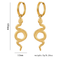 1 Pair Modern Style Cool Style Snake Plating 304 Stainless Steel 18K Gold Plated Drop Earrings main image 2