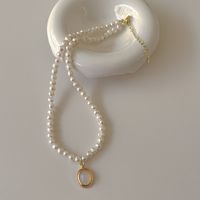 Fashion Oval Alloy Moonstone Pearl Necklace 1 Piece sku image 2