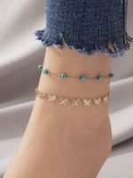 Elegant Hawaiian Vacation Butterfly Copper Inlay Turquoise Rhinestones Women's Anklet main image 4