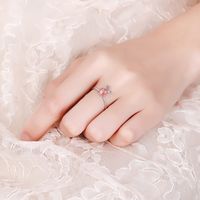 Wholesale Sweet Rabbit Copper Inlay White Gold Plated Strawberry Quartz Open Rings main image 1
