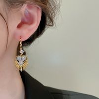 1 Paire Rétro Sucré Forme De Cœur Incruster Le Cuivre Zircon Boucles D'oreilles main image 4