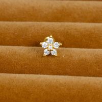 1 Piece Simple Style Heart Shape Crown Flower Plating Inlay Stainless Steel Zircon Ear Studs sku image 23