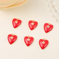 1 Piece 13*11mm Copper Zircon 18K Gold Plated Star Heart Shape Polished Pendant main image 4