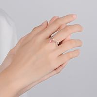 Wholesale Sweet Heart Shape Copper Inlay White Gold Plated Strawberry Quartz Charm Rings main image 5