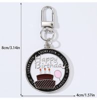 Simple Style Round Letter Cake Alloy Enamel Plating Birthday Bag Pendant Keychain main image 2