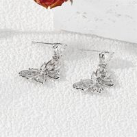 1 Pair IG Style Y2K Lady Butterfly Inlay Copper Zircon Drop Earrings main image 4