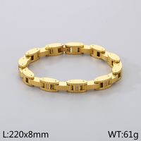 Hip-Hop Simple Style Geometric 304 Stainless Steel 18K Gold Plated Men's Bracelets sku image 3