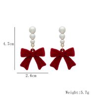 1 Pair Cute Sweet Bow Knot Inlay Alloy Flocking Artificial Pearls Drop Earrings main image 2