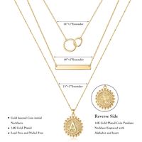 Kupfer 14 Karat Vergoldet Vintage-Stil Einfacher Stil Runden Brief Dreilagige Halskette main image 2