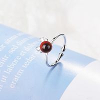 Wholesale Simple Style Antlers Copper Inlay White Gold Plated Strawberry Quartz Open Rings main image 1