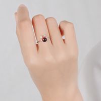 Wholesale Simple Style Antlers Copper Inlay White Gold Plated Strawberry Quartz Open Rings main image 6