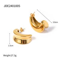 1 Pair IG Style C Shape 316 Stainless Steel  18K Gold Plated Ear Studs sku image 1